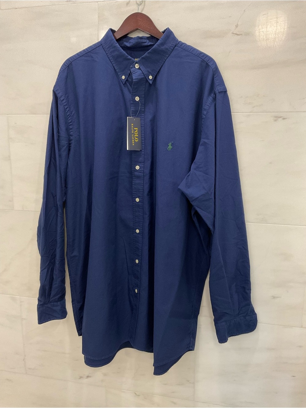 POLO Ralph Lauren Big Tall Blue Garment Dyed Oxford Button Front Shirt 2XLT T28